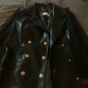 Akira black leather blazer dress